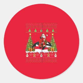 orca christmas pajama classic round sticker