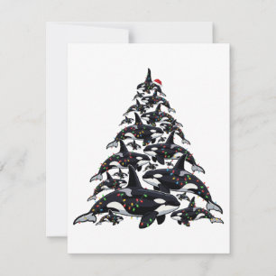 Orca Christmas Tree for Ocean and Marine Life Love Card