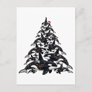 Orca Christmas Tree for Ocean and Marine Life Love Holiday Postcard