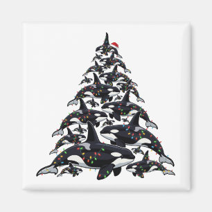 Orca Christmas Tree for Ocean and Marine Life Love Magnet