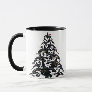 Orca Christmas Tree for Ocean and Marine Life Love Mug
