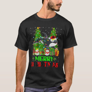 Orca Christmas Tree Lights Matching Family Santa O T-Shirt