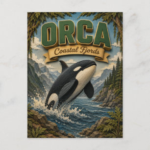 Orca Coastal Fjords POPCUT Postcard