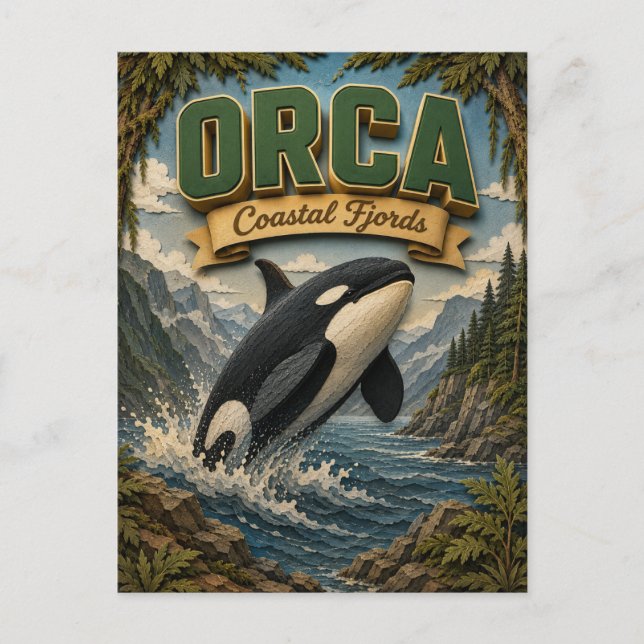 Orca Coastal Fjords POPCUT Postcard (Front)