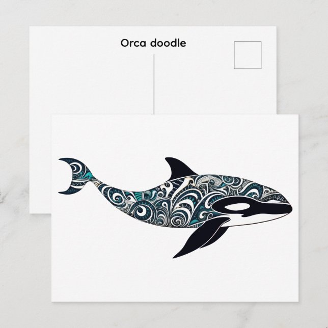Orca doodle  Small Postcard (Front/Back)