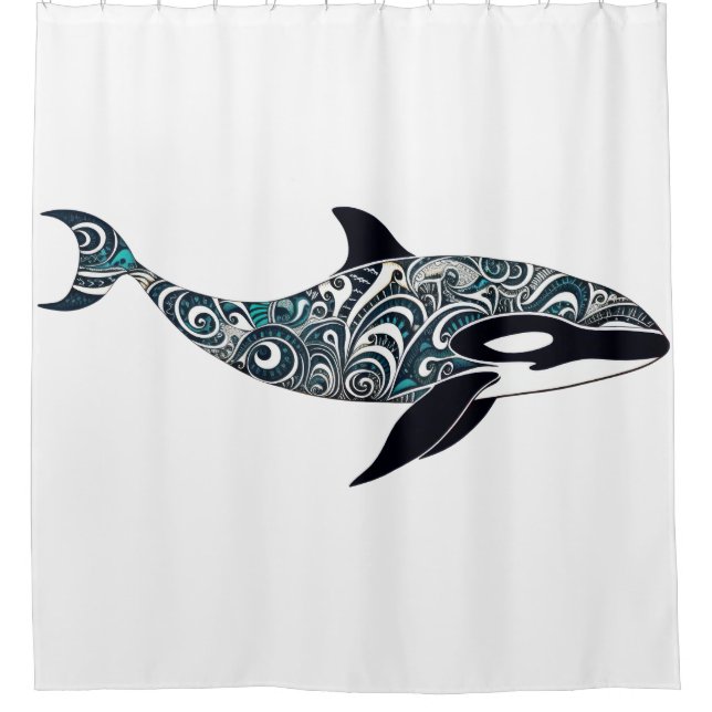 Orca doodle  Small Shower Curtain (Front)