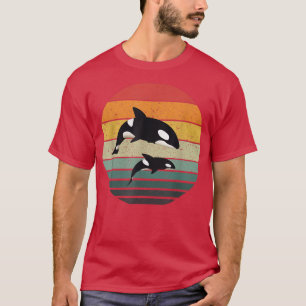 Orca Family Vintage Retro Art, Killer Whale Family T-Shirt