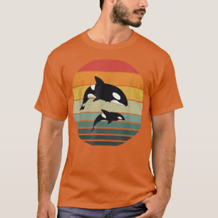 Orca Family Vintage Retro Art, Killer Whale Family T-Shirt