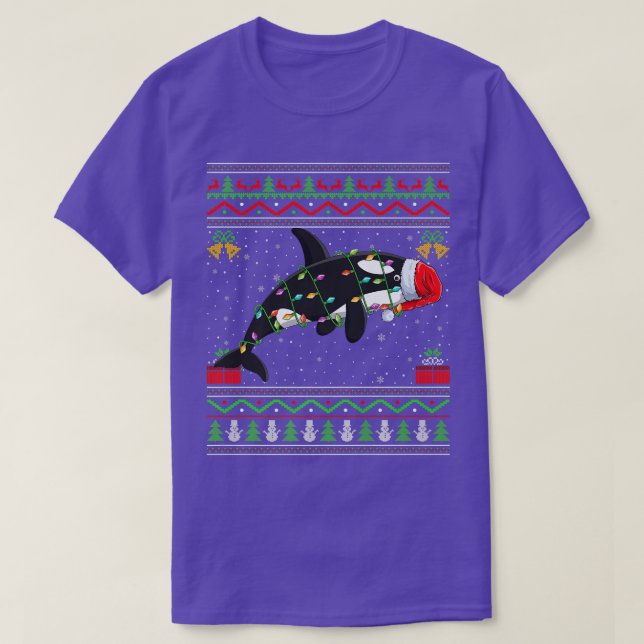 Orca Fish Lover Matching Ugly Orca Christmas Premi T-Shirt (Design Front)