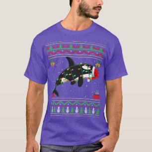 Orca Fish Lover Matching Ugly Orca Christmas Premi T-Shirt