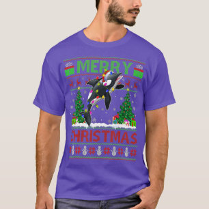Orca Fish Lover Xmas Lighting Santa Ugly Orca Chri T-Shirt