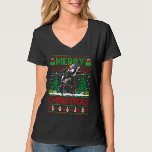 Orca Fish Xmas Tree Ugly Santa Orca Christmas Lon T-Shirt