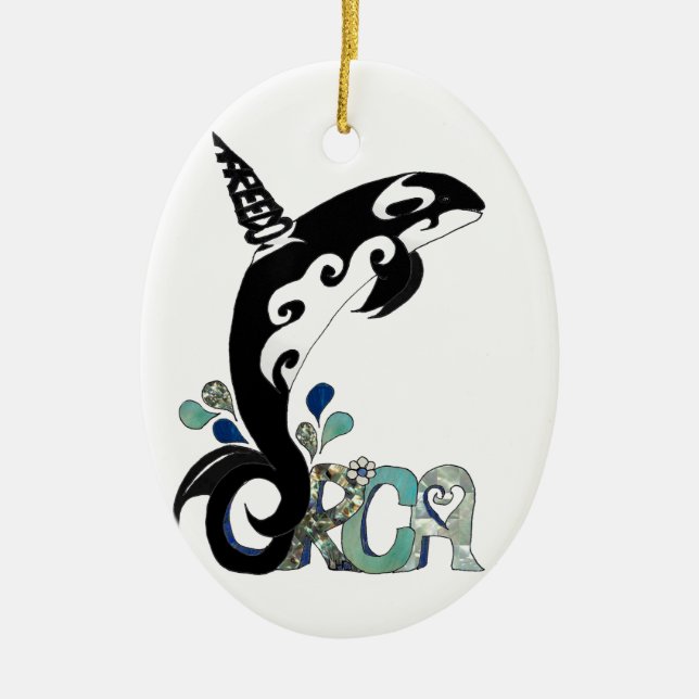 Orca Freedom Art Ceramic Tree Decoration (Front)