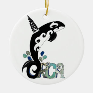 Orca Freedom Art Ceramic Tree Decoration