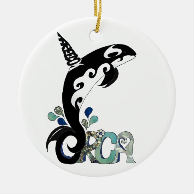 Orca Freedom Art Ceramic Tree Decoration (Front)