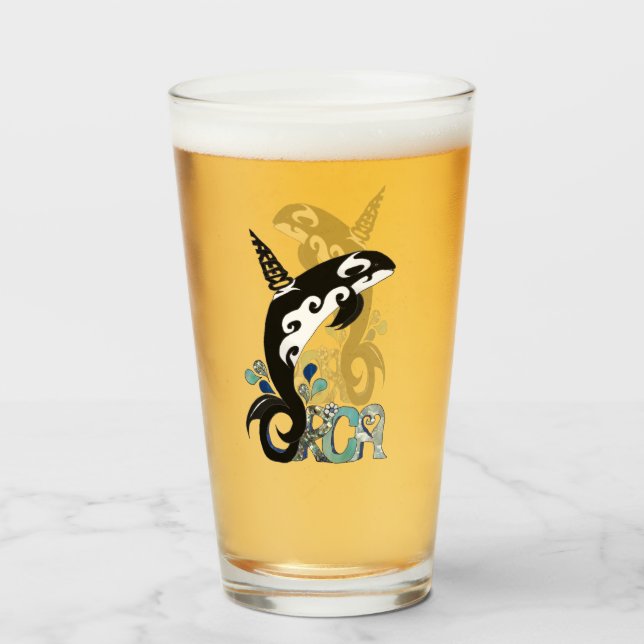 Orca Freedom Art Glass Cup (Front Filled)