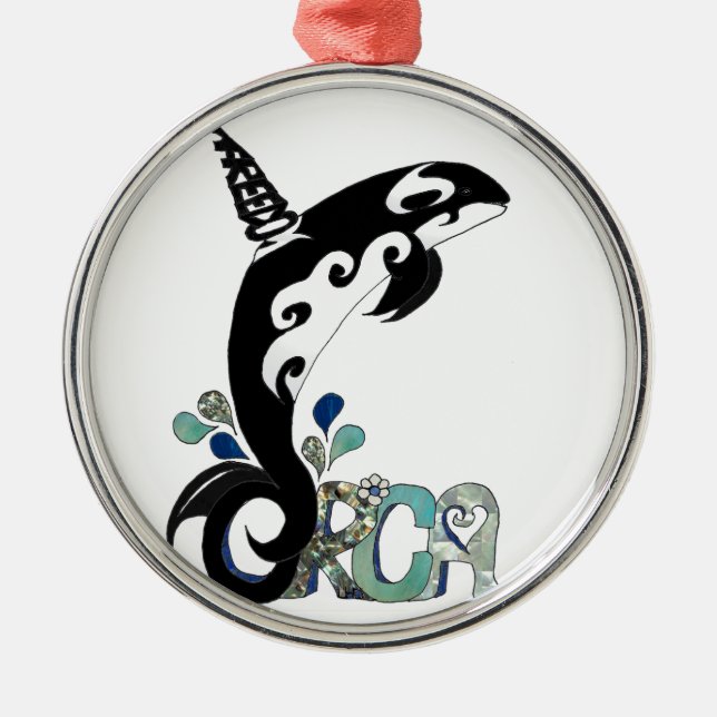 Orca Freedom Art Metal Tree Decoration (Front)