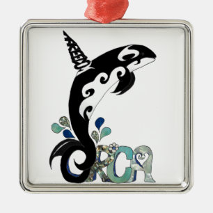 Orca Freedom Art Metal Tree Decoration
