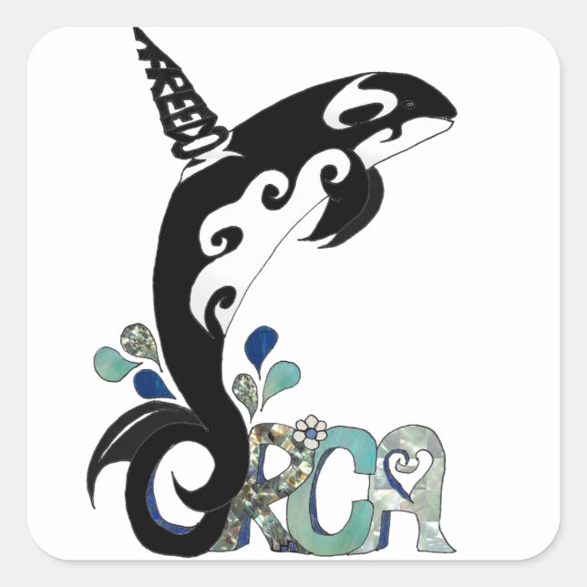 Orca Freedom Art Square Sticker (Front)