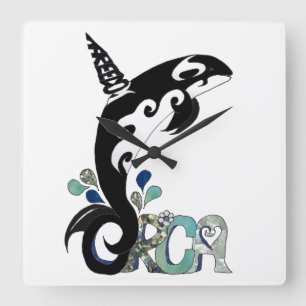 Orca Freedom Art Square Wall Clock