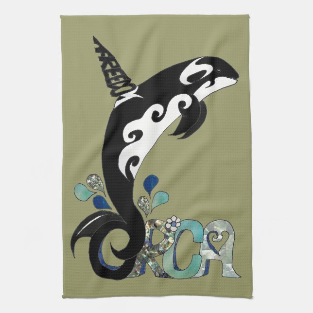 Orca Freedom Art Tea Towel (Vertical)