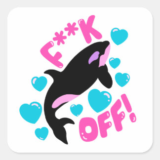 Orca Girly Pink F Off Killer Whale Square Sticker