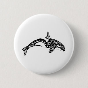 Orca - Hand Drawn - Black and White 6 Cm Round Badge