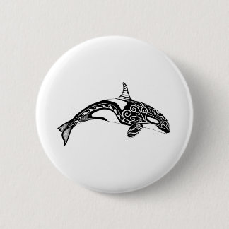 Orca - Hand Drawn - Black and White 6 Cm Round Badge
