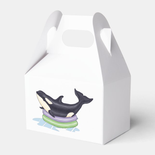 Orca in a kiddie pool favour box (Front Side)