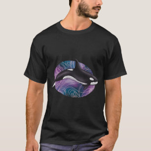 Orca in Space - Blue Purple Nebula T-Shirt