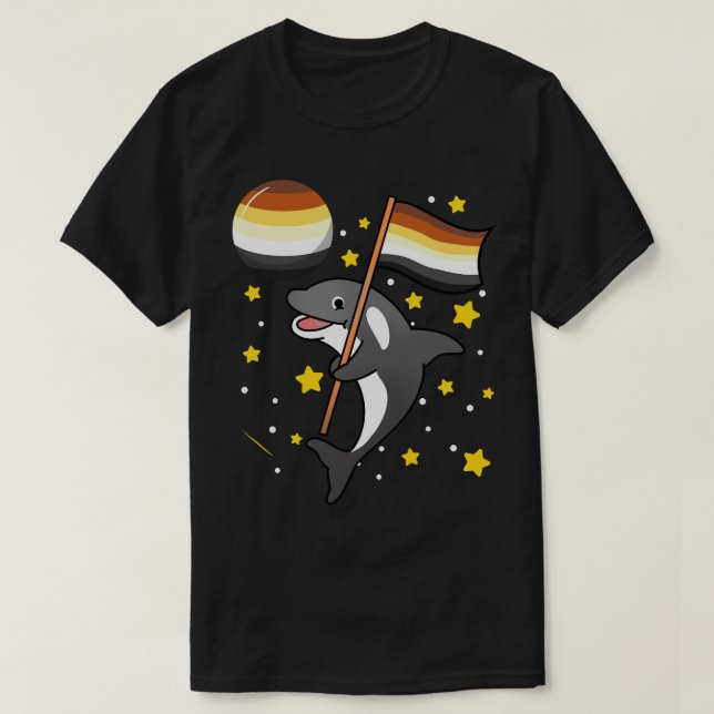 Orca In Space Gay Bear Pride Pullover Hoodie  (Design Front)