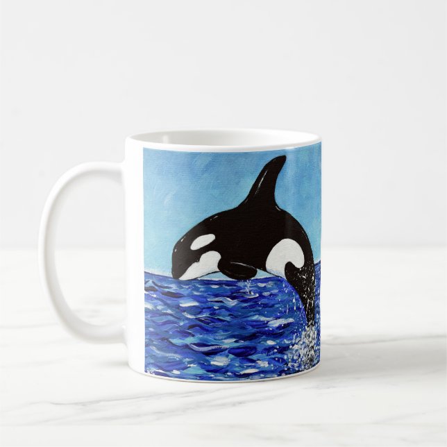 Orca in the Blue Painting Coffee Mug (Left)