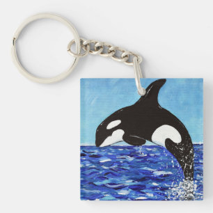 Orca in the Blue Painting Key Ring