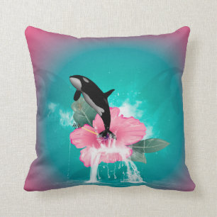 Orca jumping out of a flower cushion