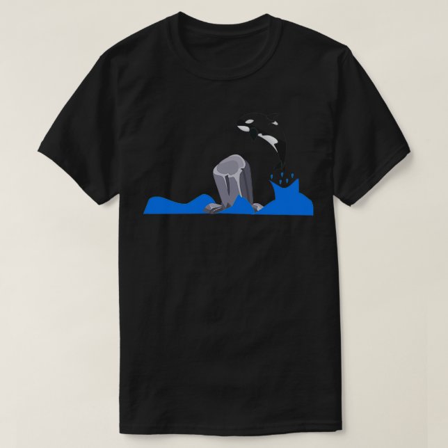 Orca Jumping Over A Rock Killer Whale T-Shirt (Design Front)