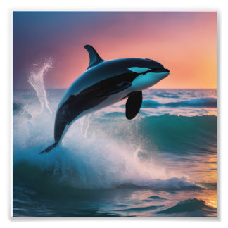 Orca jumping photo print