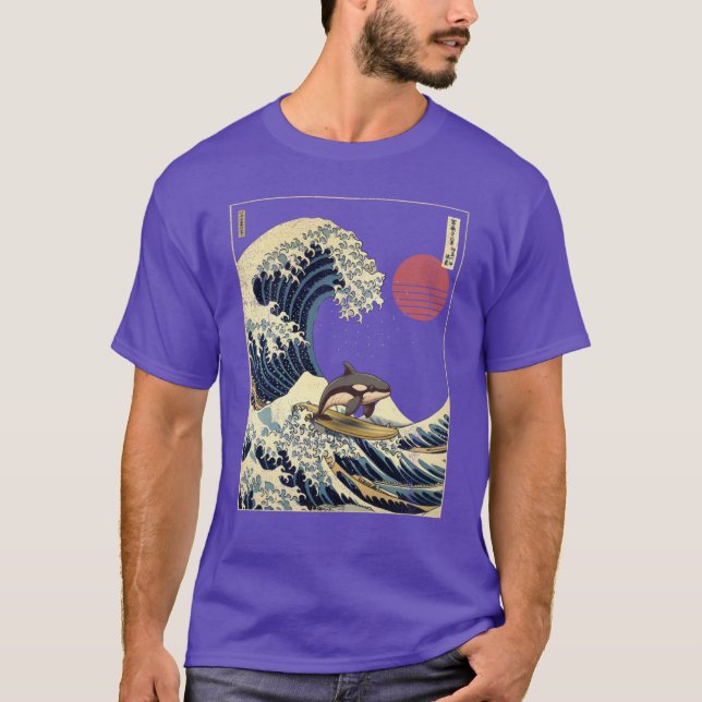 Orca Kanagawa Japanese Surfing Wave T-Shirt (Front)