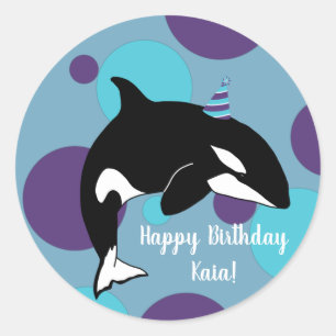 Orca Killer Whale Birthday Classic Round Sticker