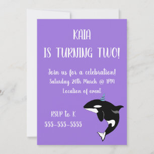 Orca Killer Whale Birthday Invitation