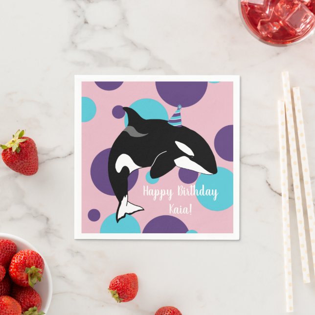 Orca Killer Whale Birthday  Napkin (Insitu)
