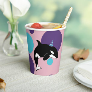 Orca Killer Whale Birthday  Paper Cups