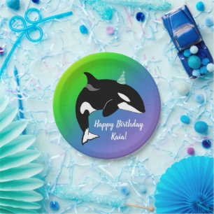 Orca Killer Whale Birthday Paper Plate