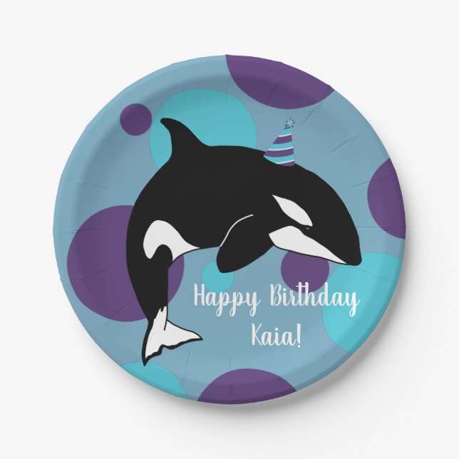 Orca Killer Whale Birthday Paper Plate (Front)