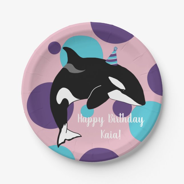 Orca Killer Whale Birthday Paper Plate (Front)