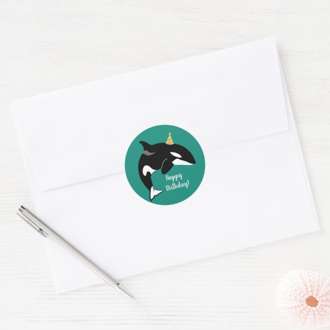 Orca Killer Whale Birthday Supplies Classic Round Sticker (Envelope)