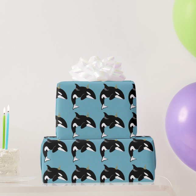 Orca Killer Whale Birthday  Wrapping Paper (Party Gifts)