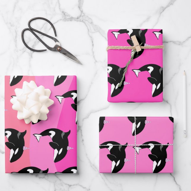 Orca Killer Whale Birthday  Wrapping Paper Sheet (Front)