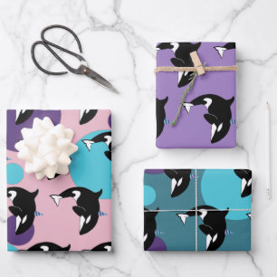 Orca Killer Whale Birthday Wrapping Paper Sheet