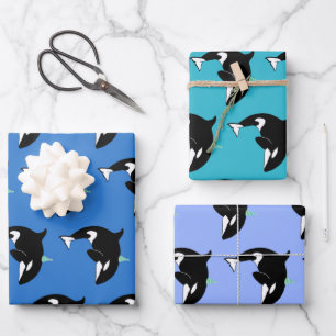 Orca Killer Whale Birthday Wrapping Paper Sheet