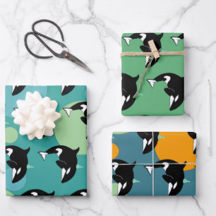 Orca Killer Whale Birthday Wrapping Paper Sheet